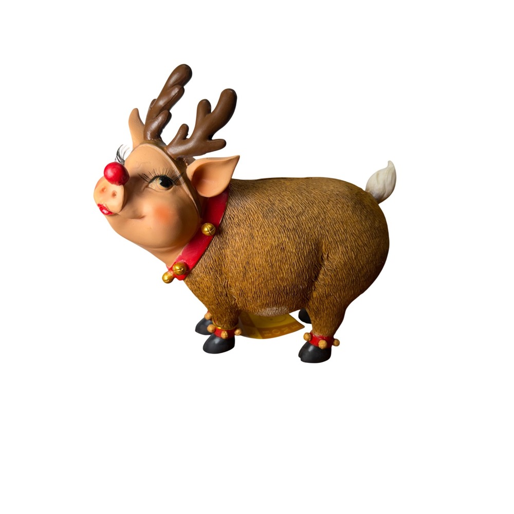Unison Gifts Sassy Pig‎ Prancer Reindeer Piggy Bank Christmas  PY-4428 New RARE